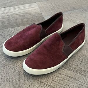 VINCE women size 8 Burgundy Leather Slip-On Shoes